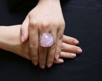 Huge Dome Ring in Rose Quartz