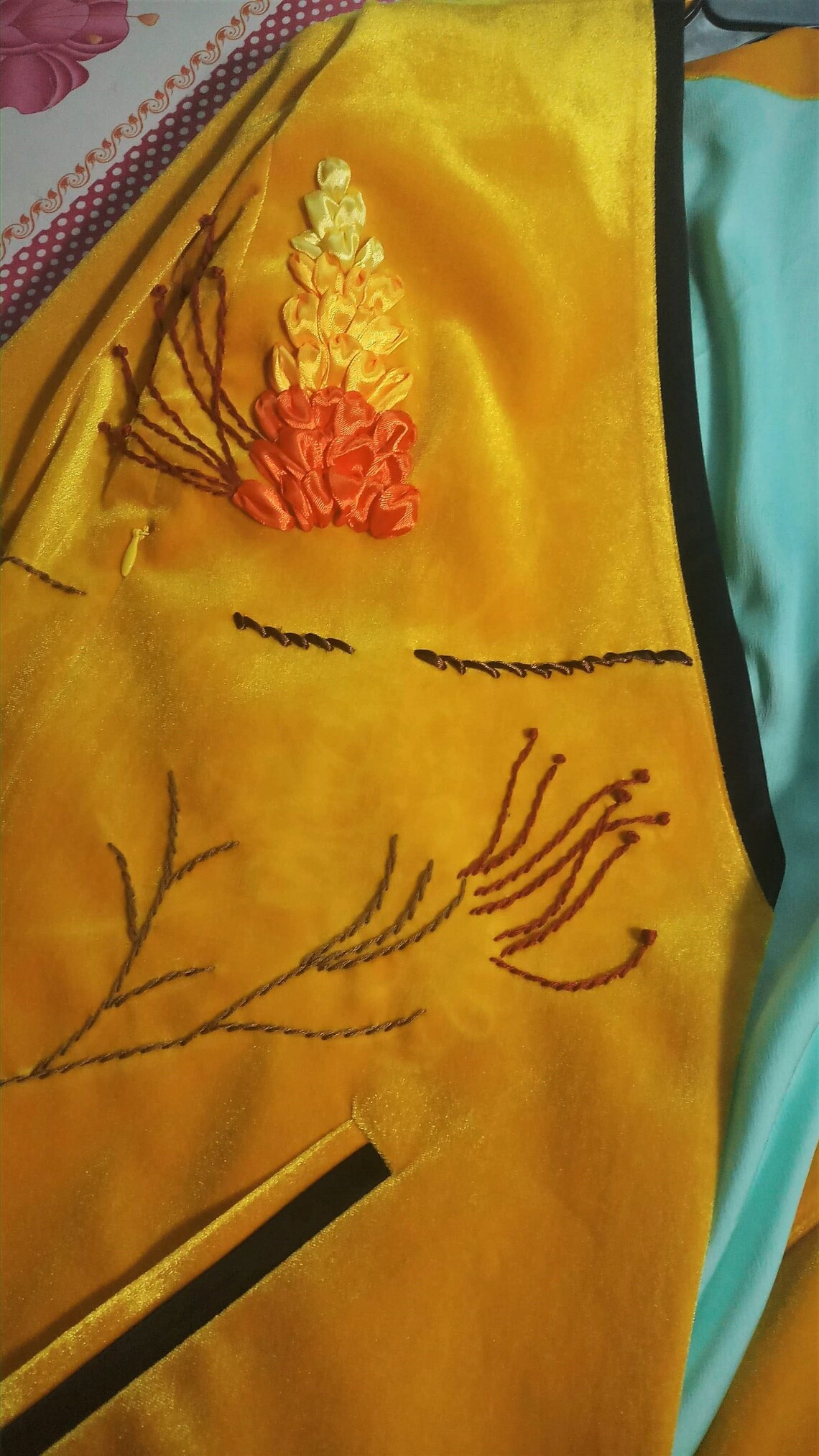 Handmade Velvet Coat Crafted With 3D Ribbon Embroidery Etsy