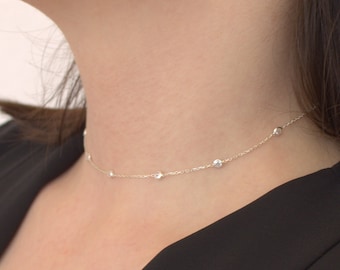CZ Diamond Necklace, Tiny Diamond Cut Zircon Crystal gold silver chain, simple everyday jewelry