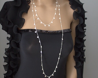 Sterling Silver Disc Necklace, Long Layering Chain