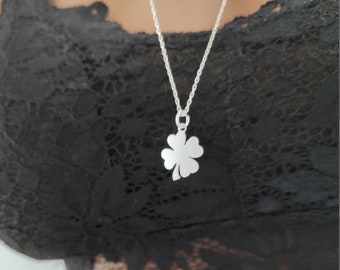 Clover Necklace, Tiny Sterling silver Clover, bring good luck, sign of love and lucky