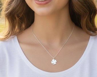 Sterling Silver Clover Necklace, Good Luck Charm