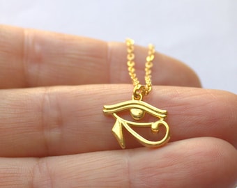 Horus Auge Halskette, Auge des Horus, Ra Eye Halskette, Gold Horus Halskette, Horus Layering Halskette