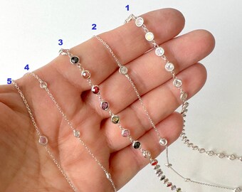 Christmas CZ Long Necklace, Cubic Zircone Necklace, silver chain, bridal  jewelry