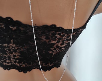Satellite sterling silver necklace, ball chain, choker,