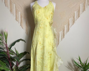 60s Formal Dress, Yellow Chiffon Dress, Bridesmaid Dress, Prom Dress, Vintage Garden Party Dress, Vintage 60s Gown, 60s Formal Dress