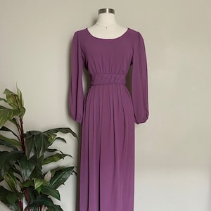 Vintage Elliette Dress, Miss Elliette Dress, Purple Chiffon Dress, Chiffon Maxi Dress, 70s Chiffon Dress