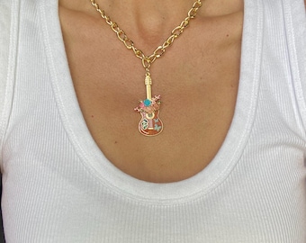 Country Music Festival Jewelry, Guitar Necklace, Adorned Guitar, Country Music Lover