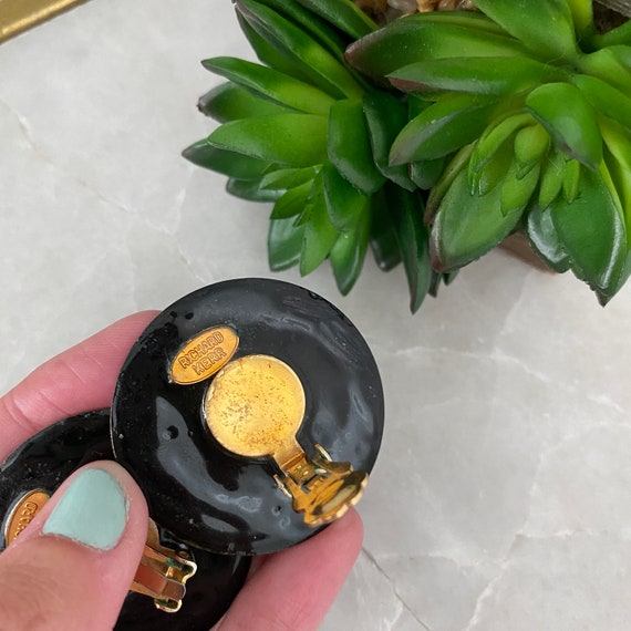 Vintage Richard Kerr Clip On Earrings: Bronze Cry… - image 8