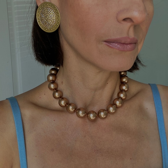 Vintage Richard Kerr Clip On Earrings: Bronze Cry… - image 5