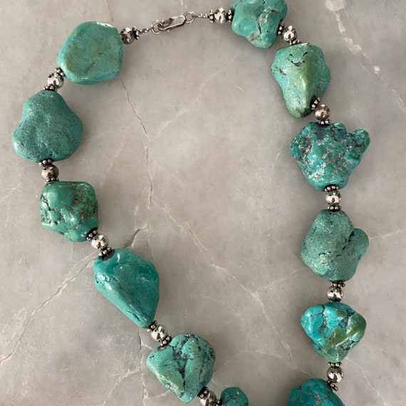 Turquoise Necklace, Chunky Turquoise, Natural Tur… - image 5