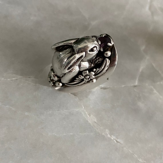 Sterling Silver Rabbit Ring: Gaudy Amethyst State… - image 5
