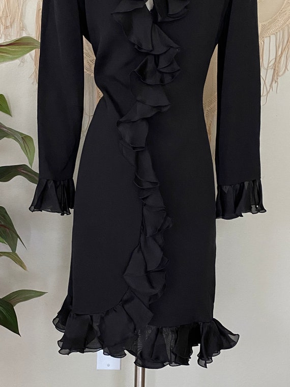 David Hayes Dress, Black Cocktail Dress, Silk Bla… - image 8