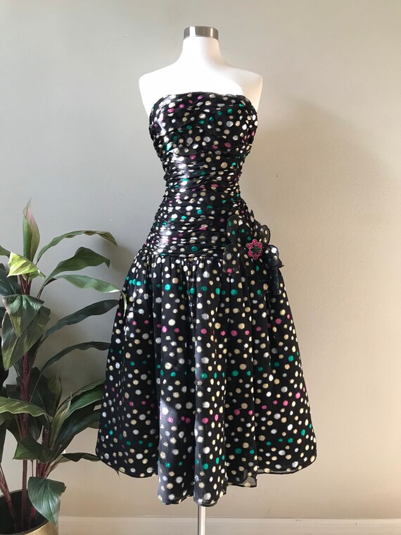 Victor Costa 80s Vtg Dress Strapless Organza Tulle