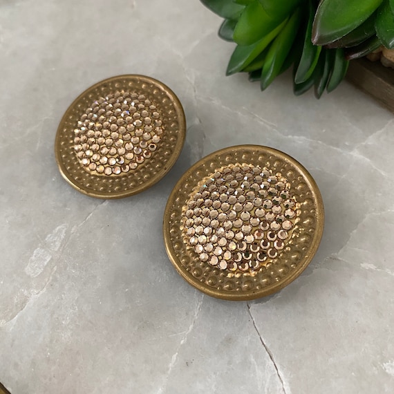 Vintage Richard Kerr Clip On Earrings: Bronze Cry… - image 2