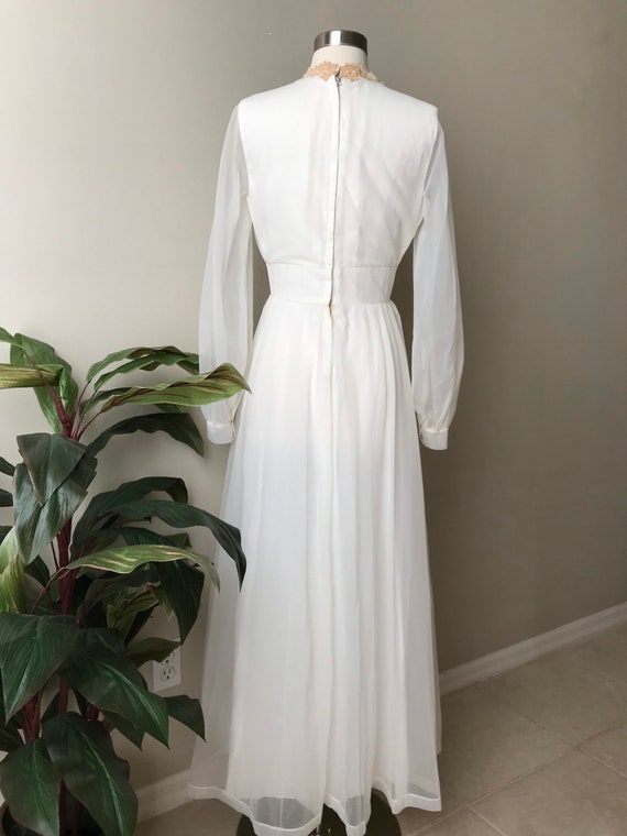 Vintage Dress,1940s White Chiffon Maxi Dress Brid… - image 7