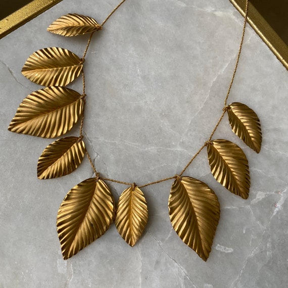 Vintage Necklace, Vintage Choker, Leaf Choker, St… - image 4