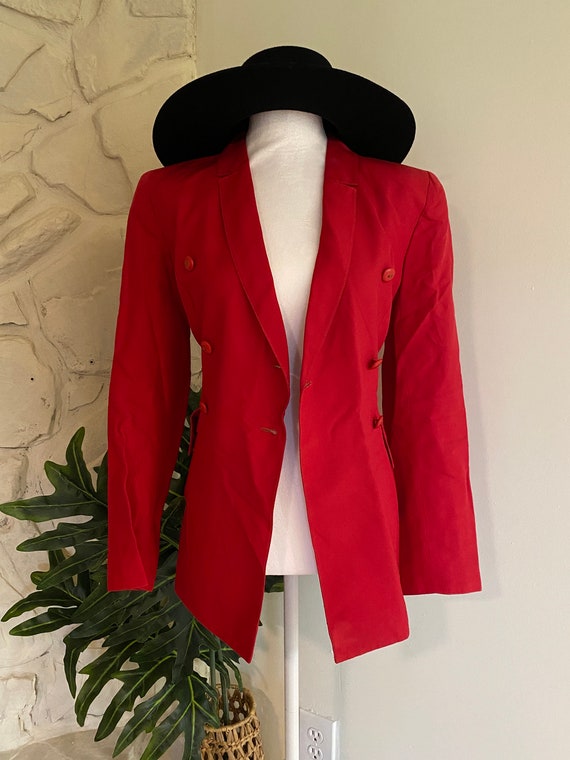 Vintage Blazer,Valentino Blazer Jacket Red Silk M… - image 2