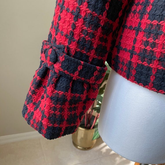 Vintage Jacket,Tweed Blazer Boucle Jacket Plaid J… - image 3