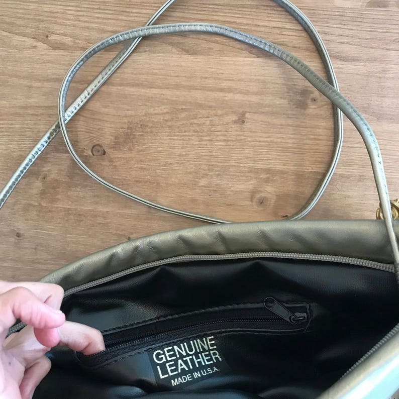 Vintage Handbag.CLEARANCE SALEClearance SaleBronze Metallic Leather Clutch with Tassel Zipper Pull Cross Body