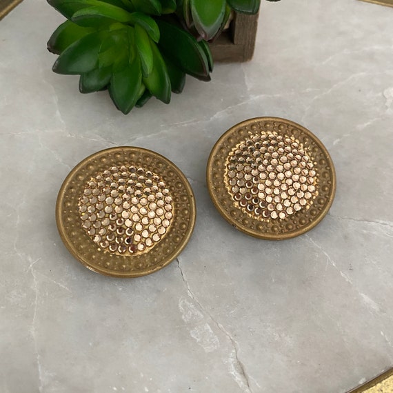 Vintage Richard Kerr Clip On Earrings: Bronze Cry… - image 6