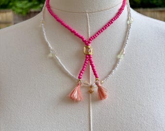 Necklace Jewelry Set, Beaded Jewelry, Gift Set, Pink Necklace,