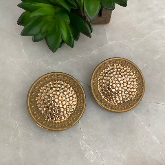 Vintage Richard Kerr Clip On Earrings: Bronze Cry… - image 4