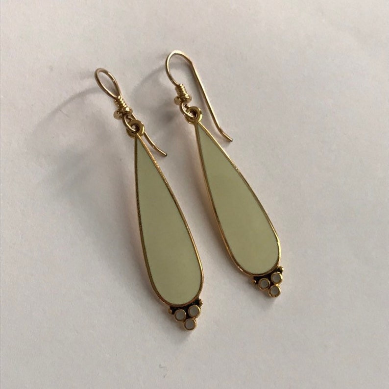 Vintage Earrings,Laurel Burch Ivory Enamel Drop Earrings