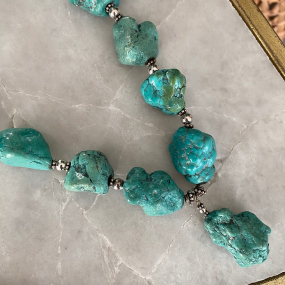 Turquoise Necklace, Chunky Turquoise, Natural Tur… - image 4