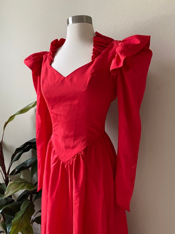 Vintage Taffeta Red Dress, Red Formal Dress, Red … - image 8