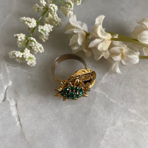 Gaudy Ring, Green Stones Ring, Emerald Ring, Sunf… - image 5