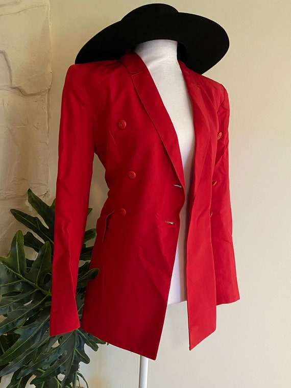 Vintage Blazer,Valentino Blazer Jacket Red Silk M… - image 3