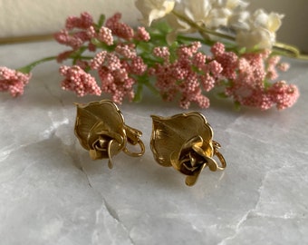 Boucles D'oreilles Clips Vintage Plaquées Or Rose - Occasion