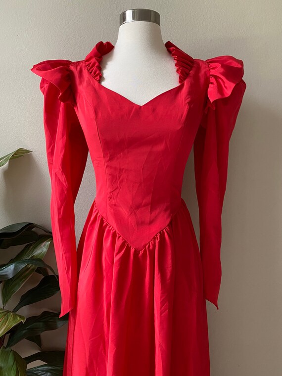 Vintage Taffeta Red Dress, Red Formal Dress, Red … - image 5