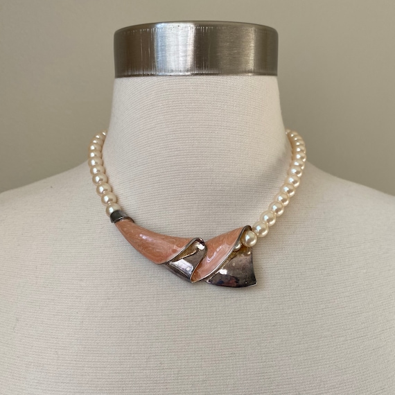 Vintage Necklace, Vintage Richelieu Choker, Pearl 