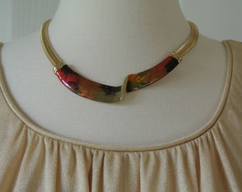 Vintage Halskette, Kleopatra Halskette, Omega Choker, Emaille Choker, Vintage Choker für Frauen, Vintage Gold Choker
