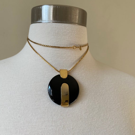 Vintage Necklace, Monet Necklace, Black Lucite Pe… - image 10