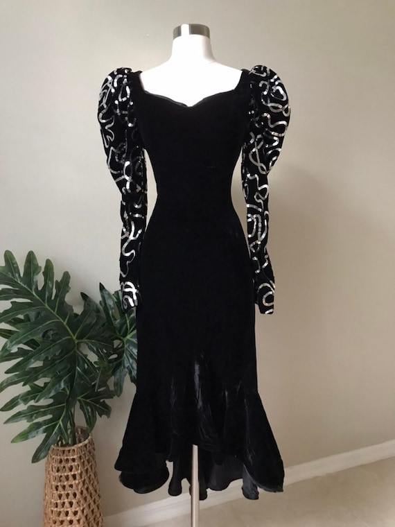 Vintage Dress,1980s Avant Garde Vamp Velvet Dress… - image 1