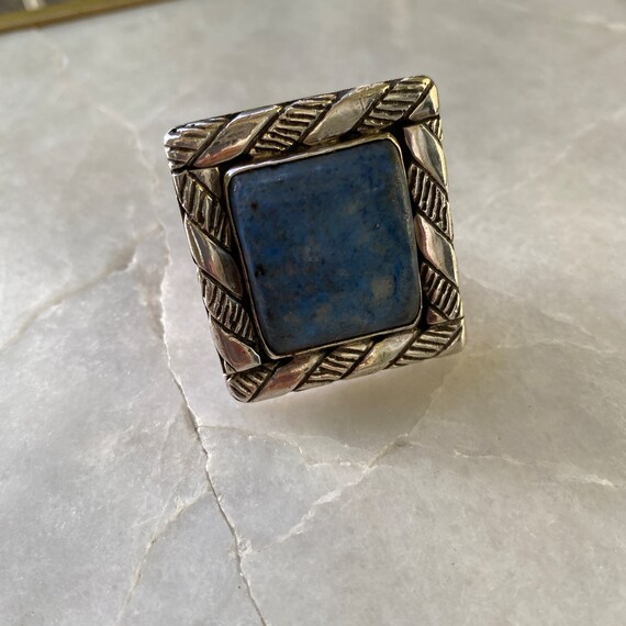 Sterling Silver Lapis Statement Ring - Native Ame… - image 6