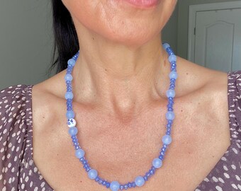 Water Blue Necklace, Summer Beads, Beach Jewelry, Summer Necklace