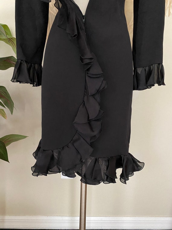 David Hayes Dress, Black Cocktail Dress, Silk Bla… - image 3