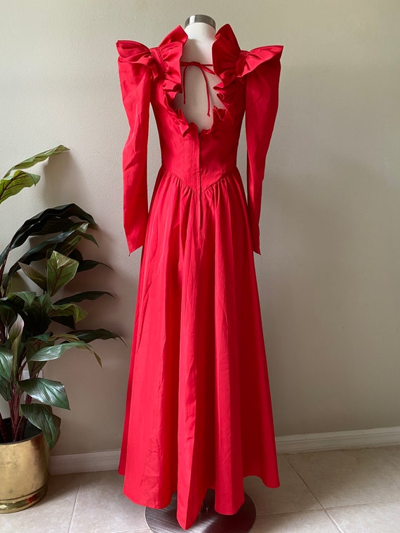 Vintage Taffeta Red Dress, Red Formal Dress, Red … - image 2
