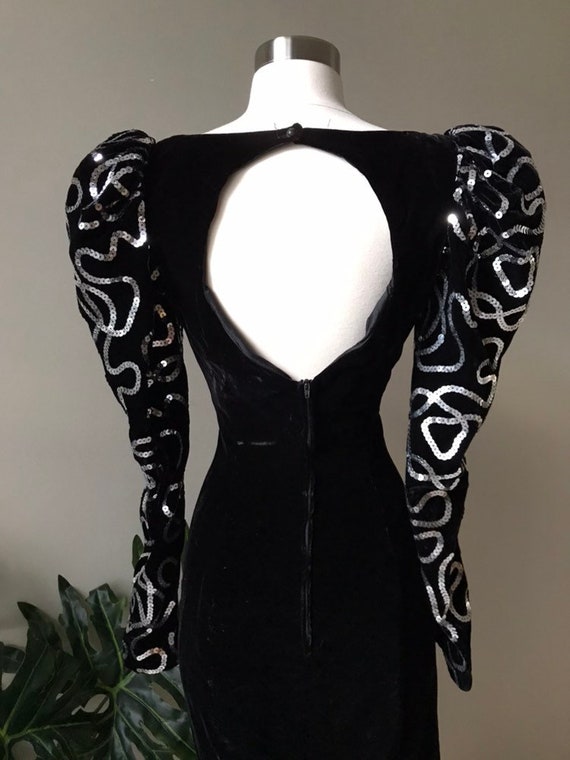 Vintage Dress,1980s Avant Garde Vamp Velvet Dress… - image 5