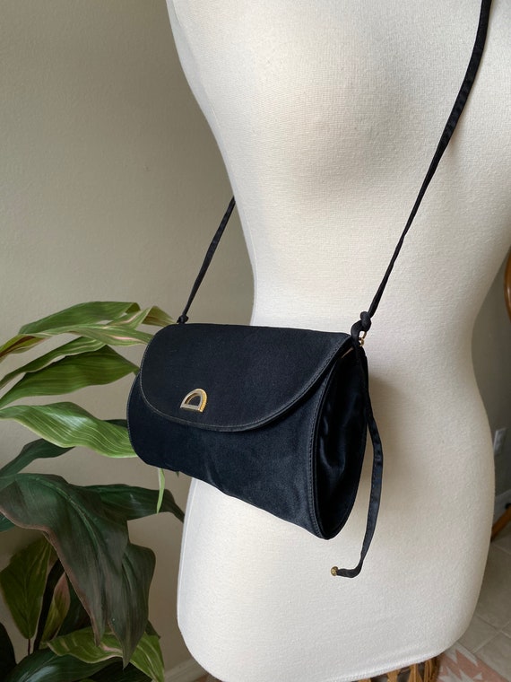 Vintage Handbag, Koret Black Handbag Sateen Clutc… - image 9