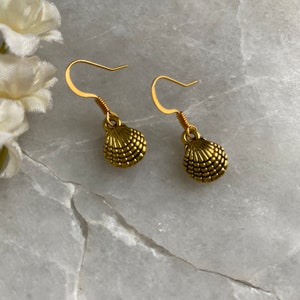Sea Shell Earrings, Gold Sea Shell Earrings, Sea side Earrings, Beach Earrings, Gift for her, Gift for Mom