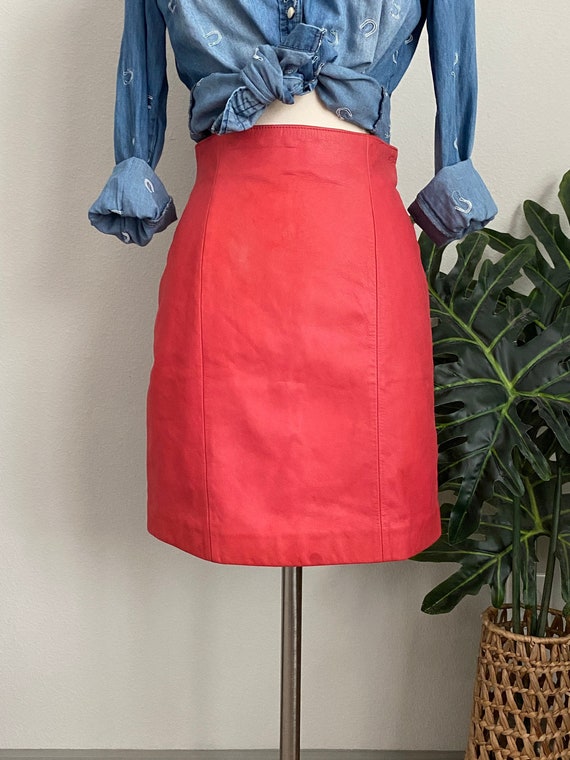 Red leather Mini Skirt, Red Leather, Leather Skirt