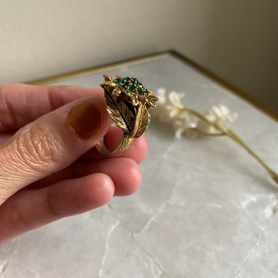 Gaudy Ring, Green Stones Ring, Emerald Ring, Sunf… - image 3