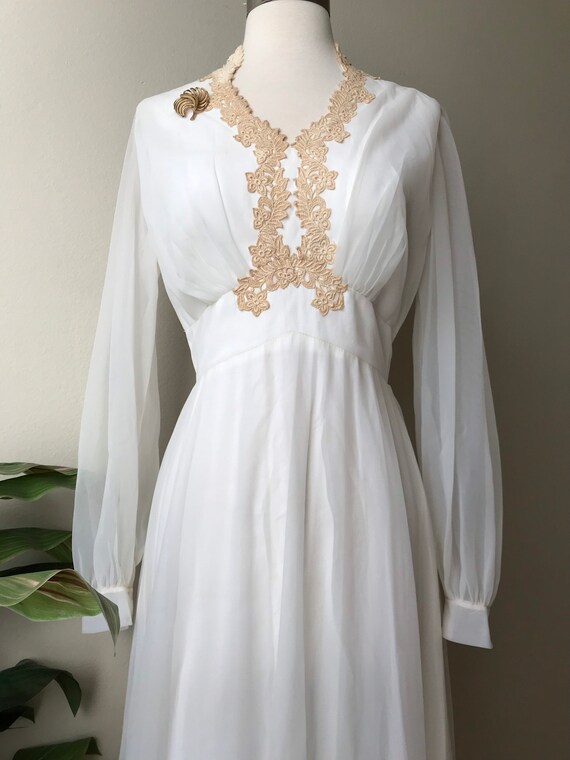 Vintage Dress,1940s White Chiffon Maxi Dress Brid… - image 8