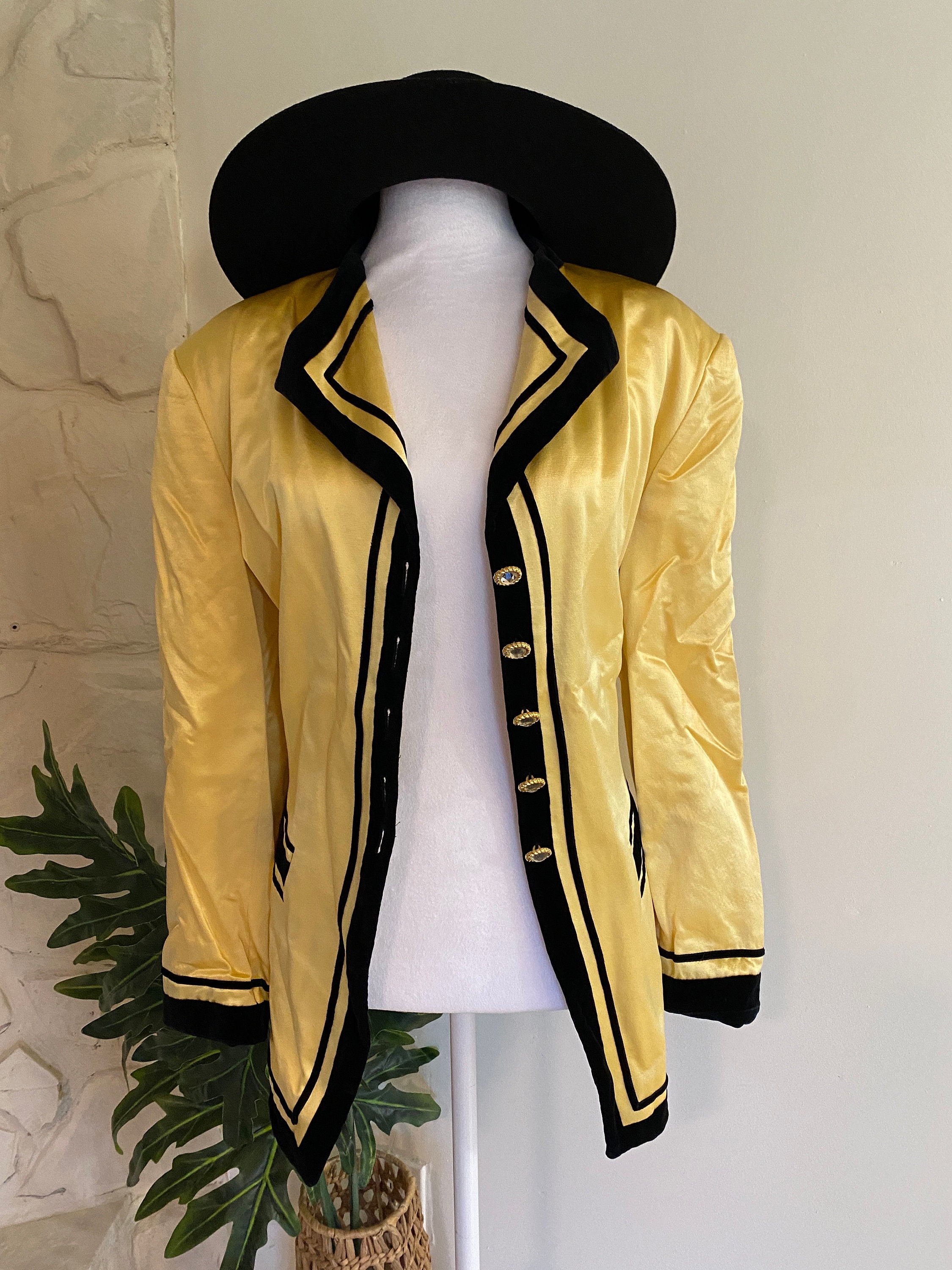 Blazer Vintage Escada Imprimé Jaune Et Noir Taille 36 (S) - Occasion Très Bon état