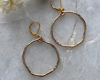 Gold Kreis Ohrringe, Baumeln Ohrringe, Vollmond Ohrringe, Vollkreis Ohrringe